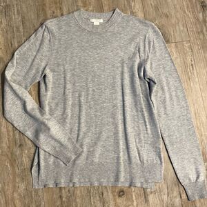 Super Soft gray crew neck slit sweater